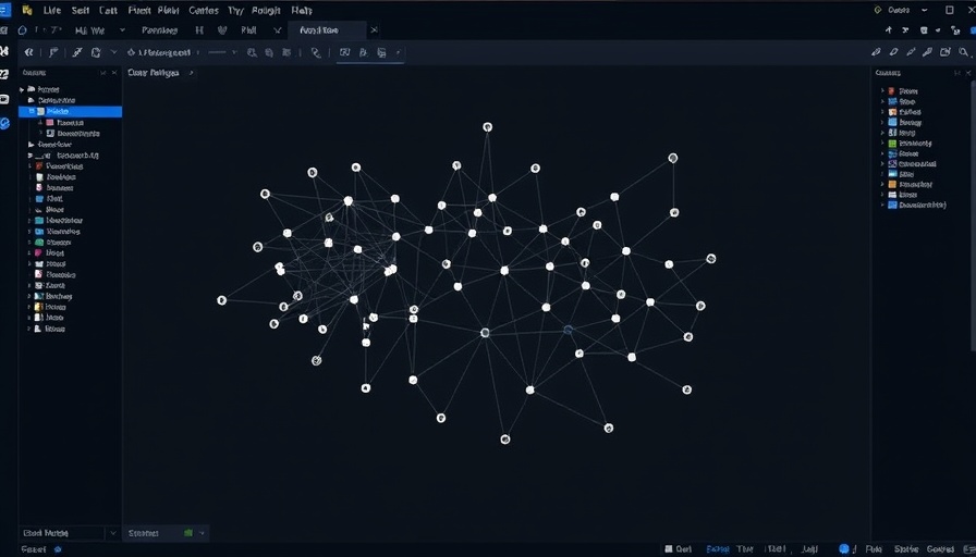 Network science graph visualizing nodes and edges.