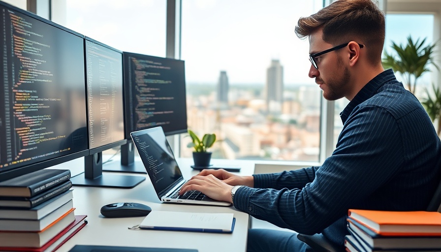 Young developer showcasing skills in modern office