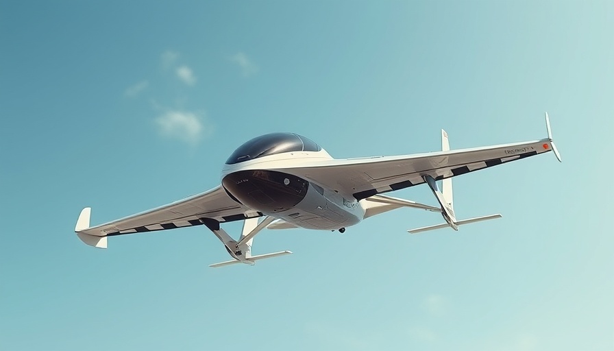 Futuristic Vertical Aerospace aircraft in flight against clear sky.