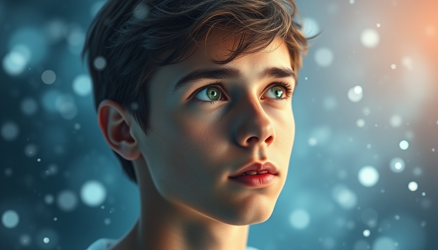 Curious young man contemplating free LLM courses in ethereal light.