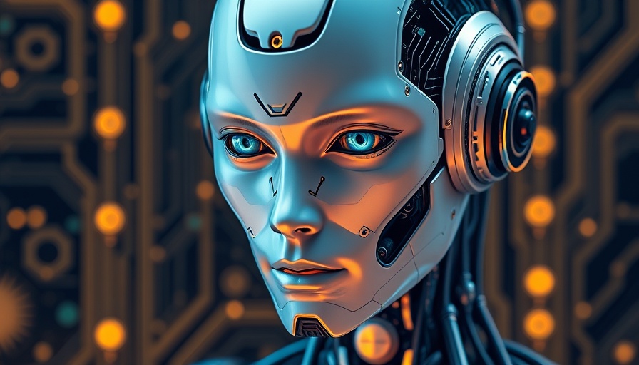 Futuristic humanoid robot illustrating AI development with circuit design