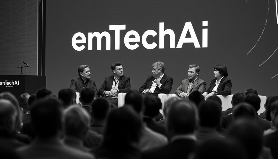 EmTechAI conference panel on AI Strategy, featuring experts discussing technology.