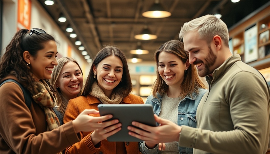 Group in modern store embracing European retail transformation.