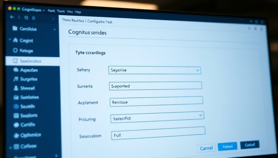 Cognito configuration screen with input fields for LLMs setup.