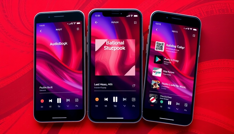 Modern smartphone displays showcasing audiobook app UI with open-source AI