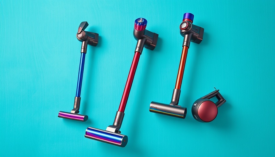 Dyson Cyber Monday Deals: Vacuum products on turquoise background.