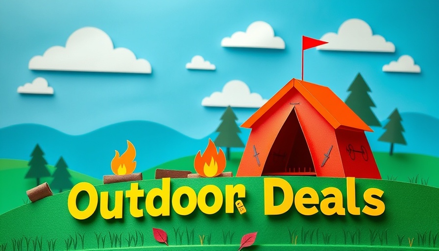 REI Cyber Week Sale: Colorful outdoor paper craft scene.