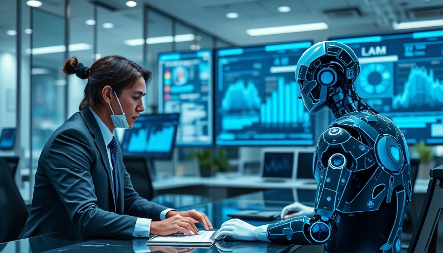 AI in business setting with digital interfaces and analytics.