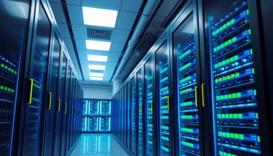 High-tech server room showcasing AWS efficiency with glowing servers.