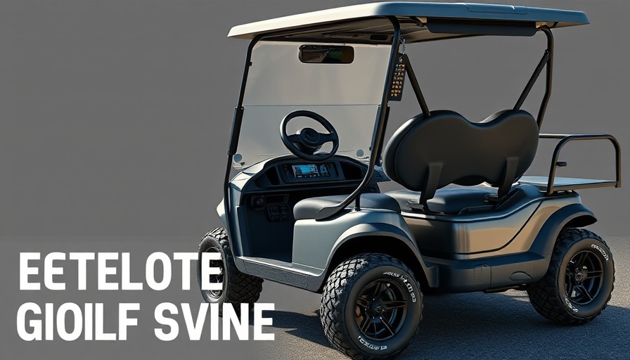 Malcolm Smith electric golf cart with touchscreen display.