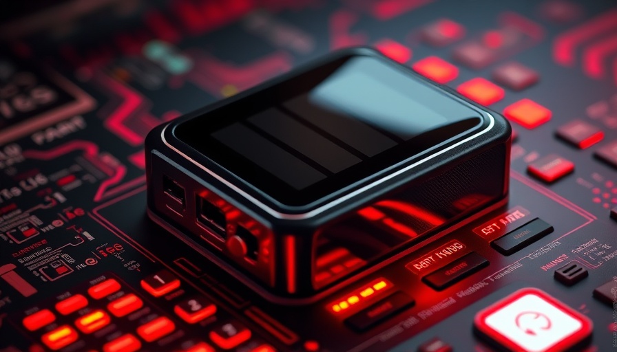 Innovative battery charger advertisement, sleek design.