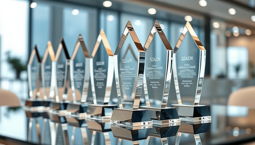 Stellantis CEO departure represented by crystal awards on a table.