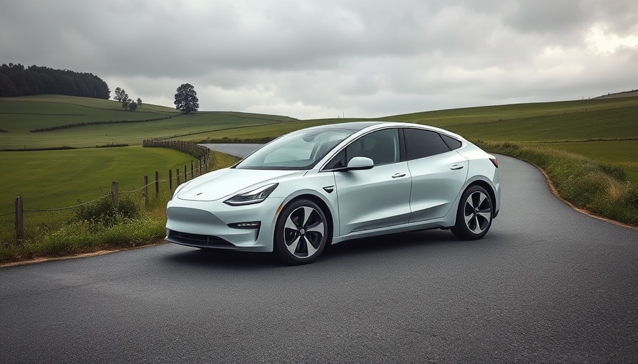 Jaguar EV on winding road with lush green backdrop