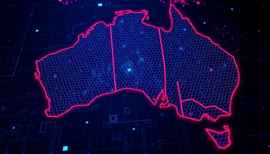 Futuristic digital map of Australia highlighting data connectivity.