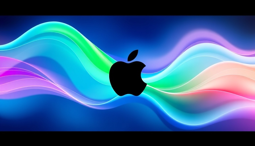 Apple logo with colorful abstract waves, digital art