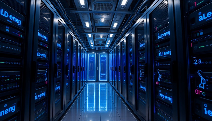 Modern server room illustrating AI energy consumption.