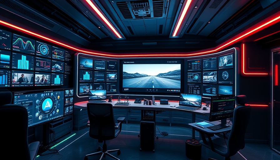 Futuristic AI video generation in a modern workspace