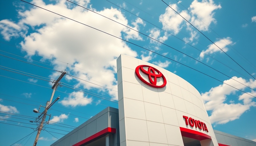 Toyota dealership sign under blue sky, symbolizing EV delivery growth.