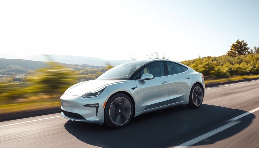 Sleek electric car on a scenic road, showcasing electric innovation