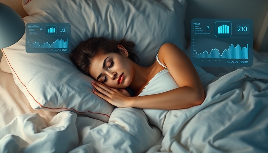 RNN Sleep Analysis: woman sleeping with digital monitoring interface.