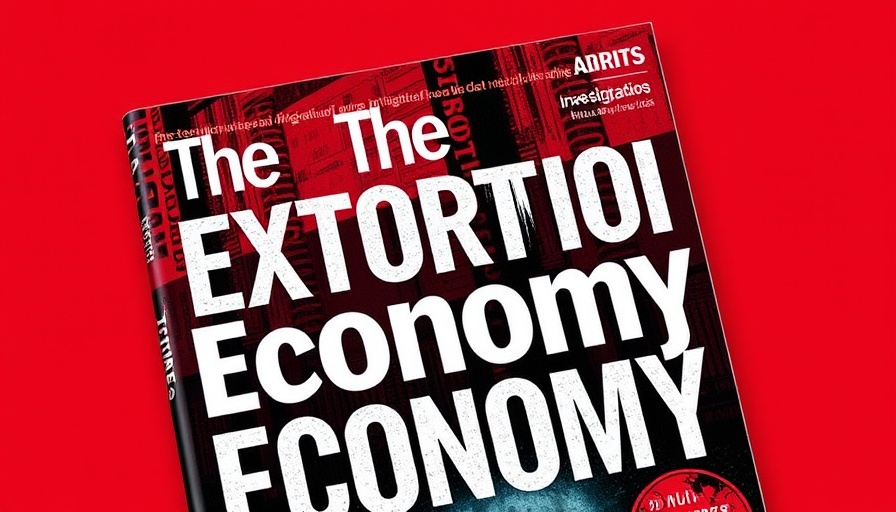 Magazine cover with 'The Extortion Economy' headline on red and black background.