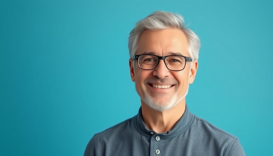 Middle-aged man smiling confidently for Insurance Innovation.