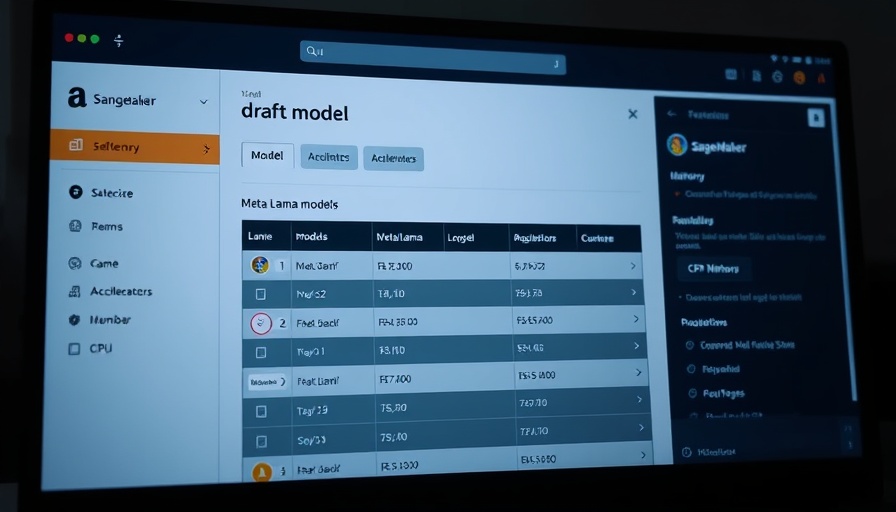 Amazon SageMaker JumpStart model selection interface showcasing Meta Llama models.