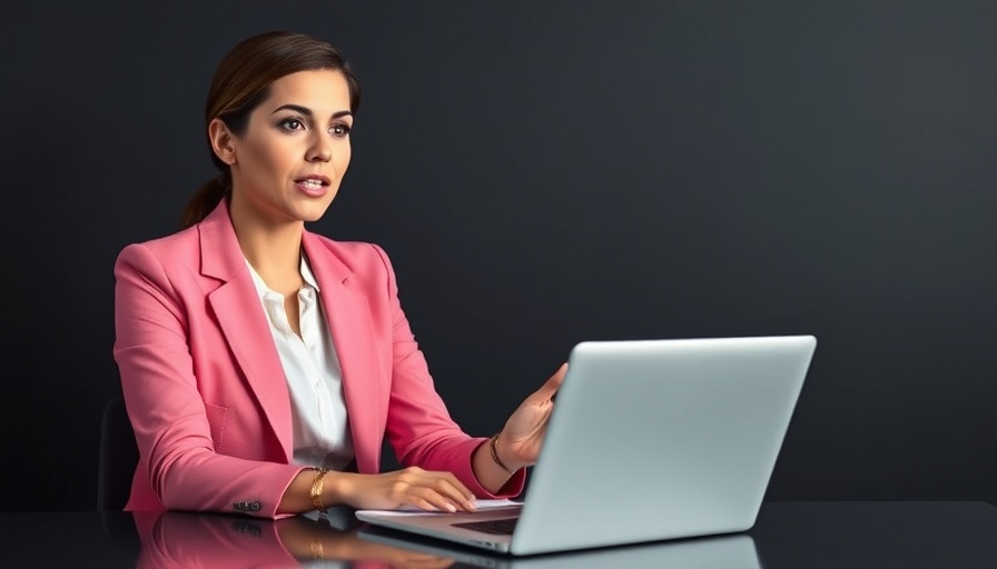 Professional woman discussing incident management AI at a conference.