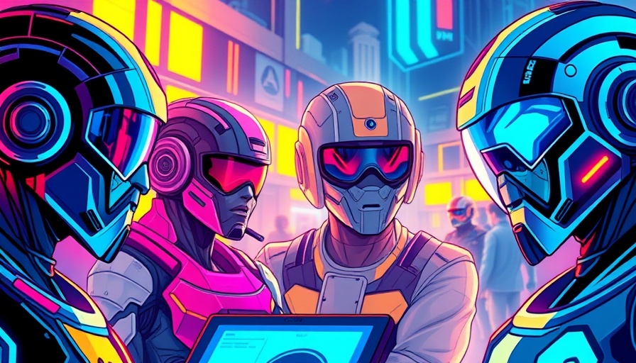 Colorful futuristic android art in comic style displaying tech theme.
