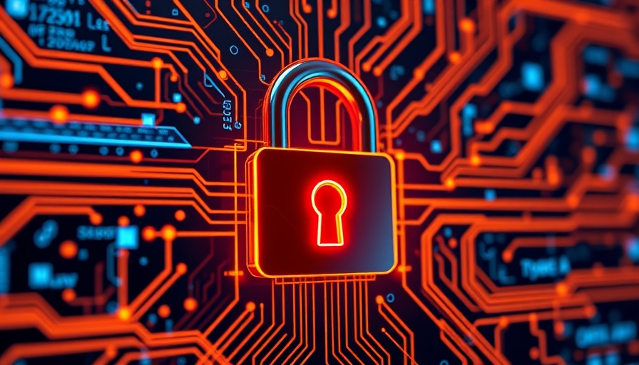 Futuristic cybersecurity digital network with circuitry and padlock.