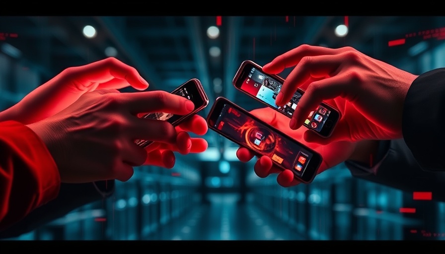 Glitchy smartphone screen being used for spyware detection.