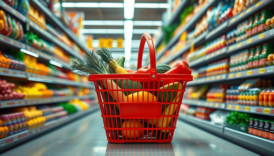 Thor incentives shopping basket in supermarket aisle filled with produce