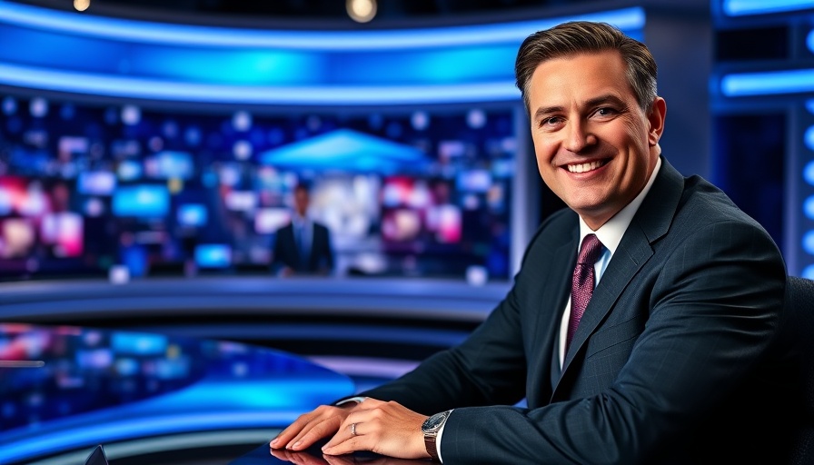 Media leadership professional smiling in a news studio.