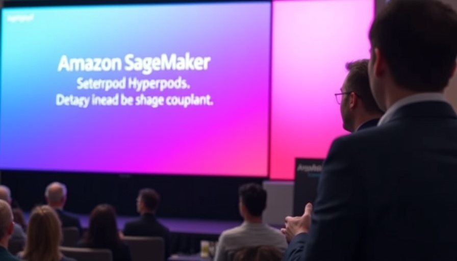 AWS HyperPod presentation at conference, vibrant stage background.
