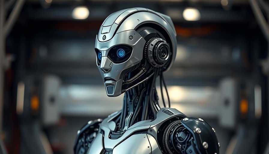 Futuristic humanoid robot in AI deepfake detection context