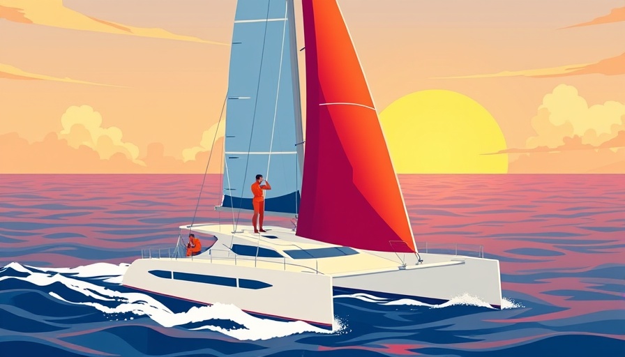 Leadership essentials depicted as a sailor navigating a vibrant ocean.