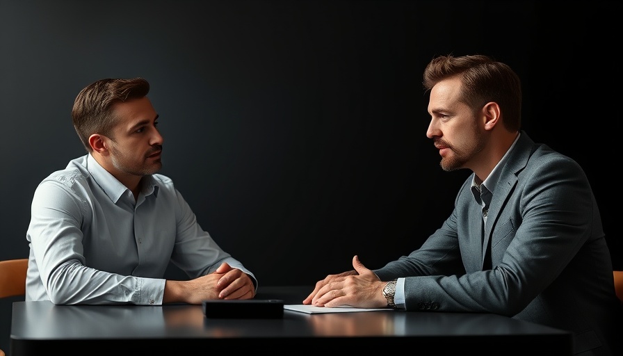 Two men discussing Deterministic AI in a professional setting.