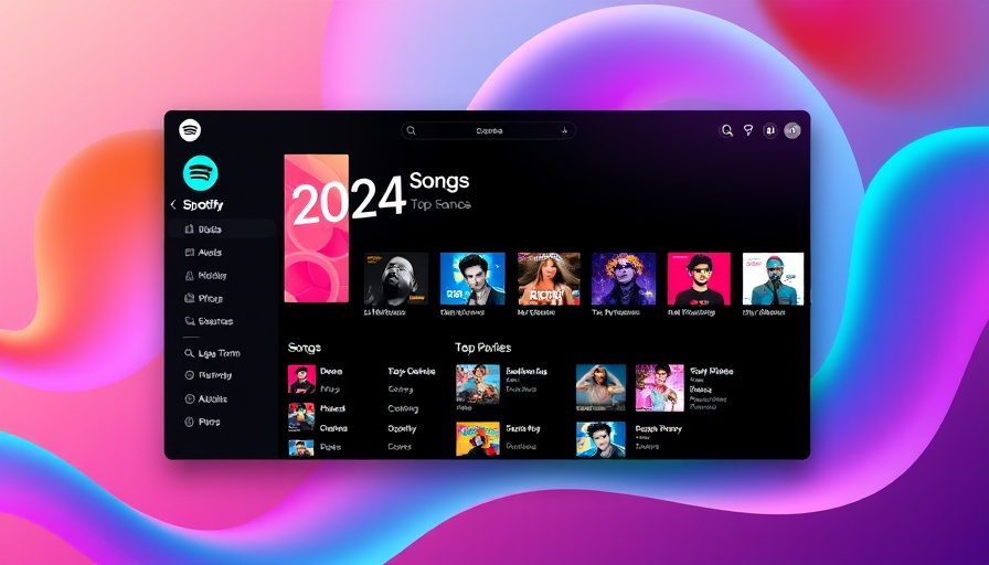 Spotify interface displaying top songs 2024 with vibrant design