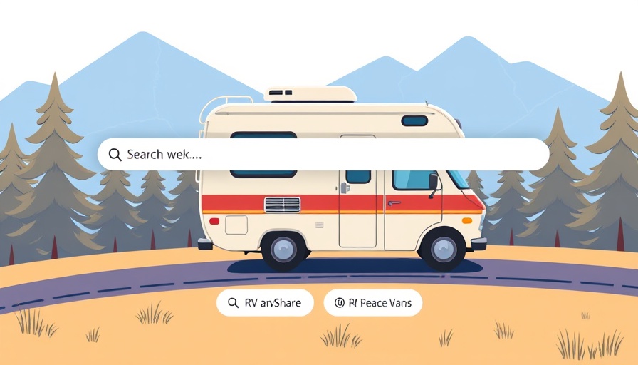 Stylized RV rentals comparison illustration with RVshare and Peace Vans.