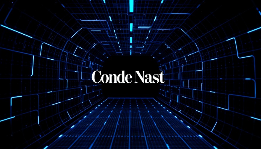 Condé Nast layoffs visual with digital grid background