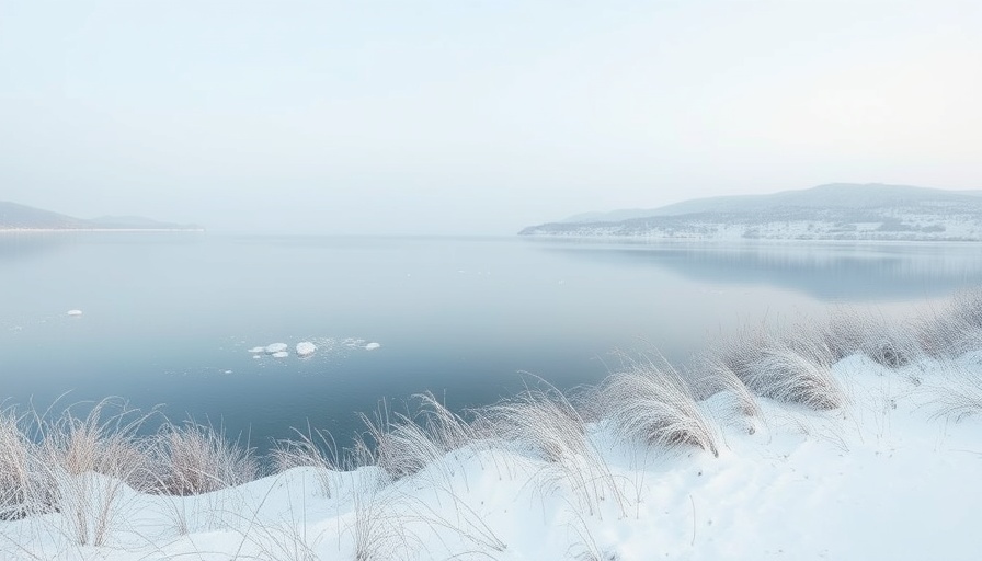 Serene winter lake view for full-time RV living inspiration.