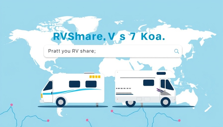 RV rental comparison graphic with search bar theme.