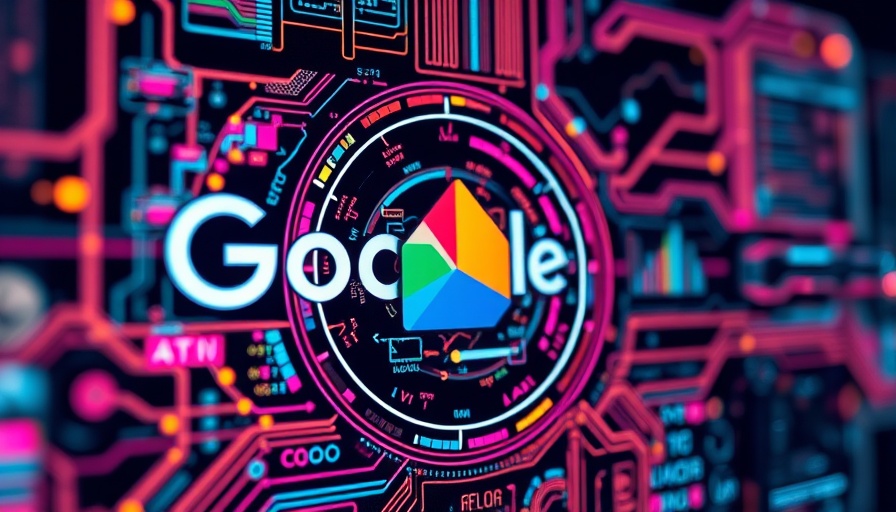 Futuristic digital illustration of Google Photos AI interface.