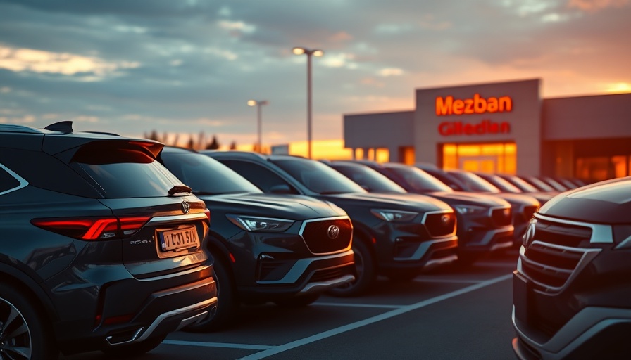 Row of SUVs at sunset highlighting their sleek designs.