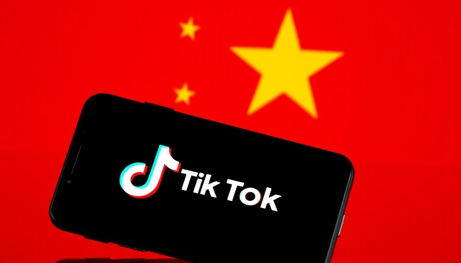 TikTok app on phone with Chinese flag backdrop, content creation.