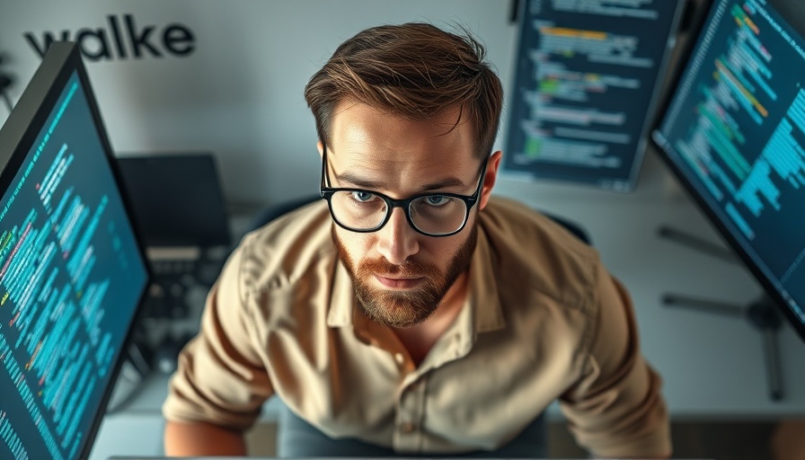 Regression Testing illustration with programmer at desk coding