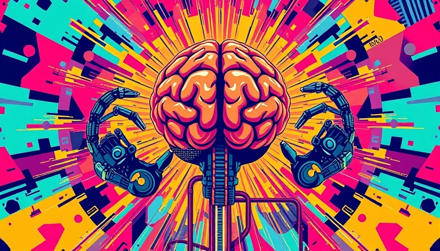 AI data privacy illustration with brain and tech symbols.