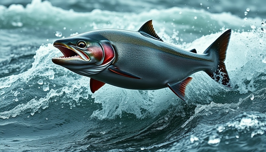 Dynamic salmon leaping upstream, symbolizing workforce resilience