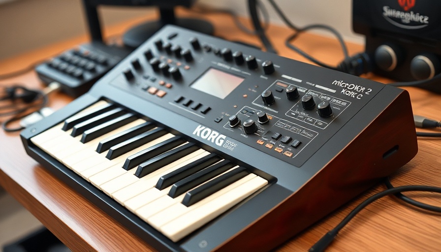 Modern Korg MicroKorg 2 synth setup on studio desk, sleek design.