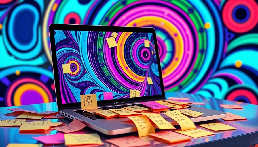 Colorful sticky notes on Mac laptop for screen optimization